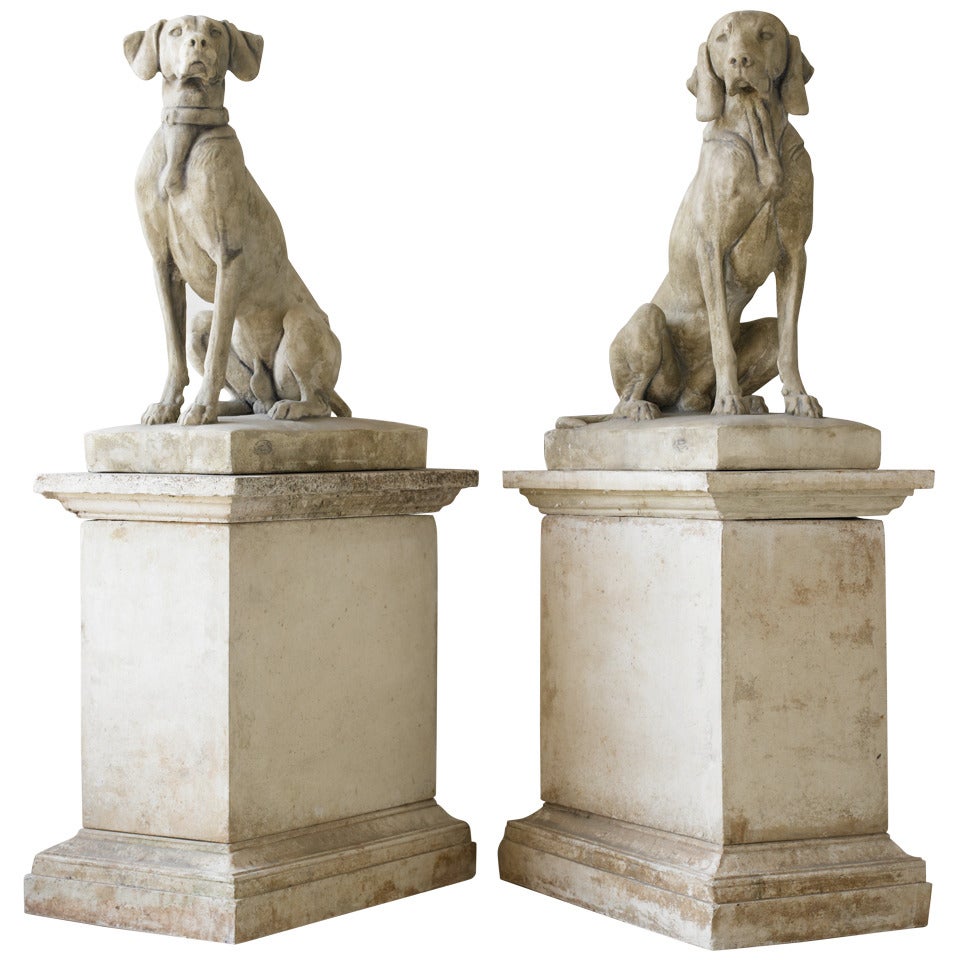 Sculpted Dogs on Pedestals