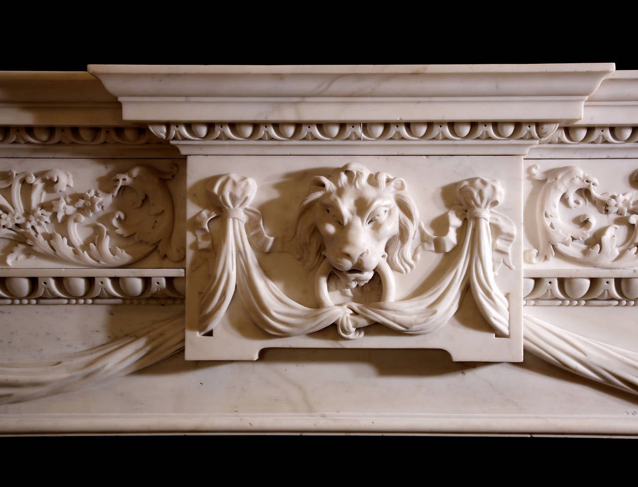 English 18th Century Palladian Mantel with Detail Carving and Rococo Influence