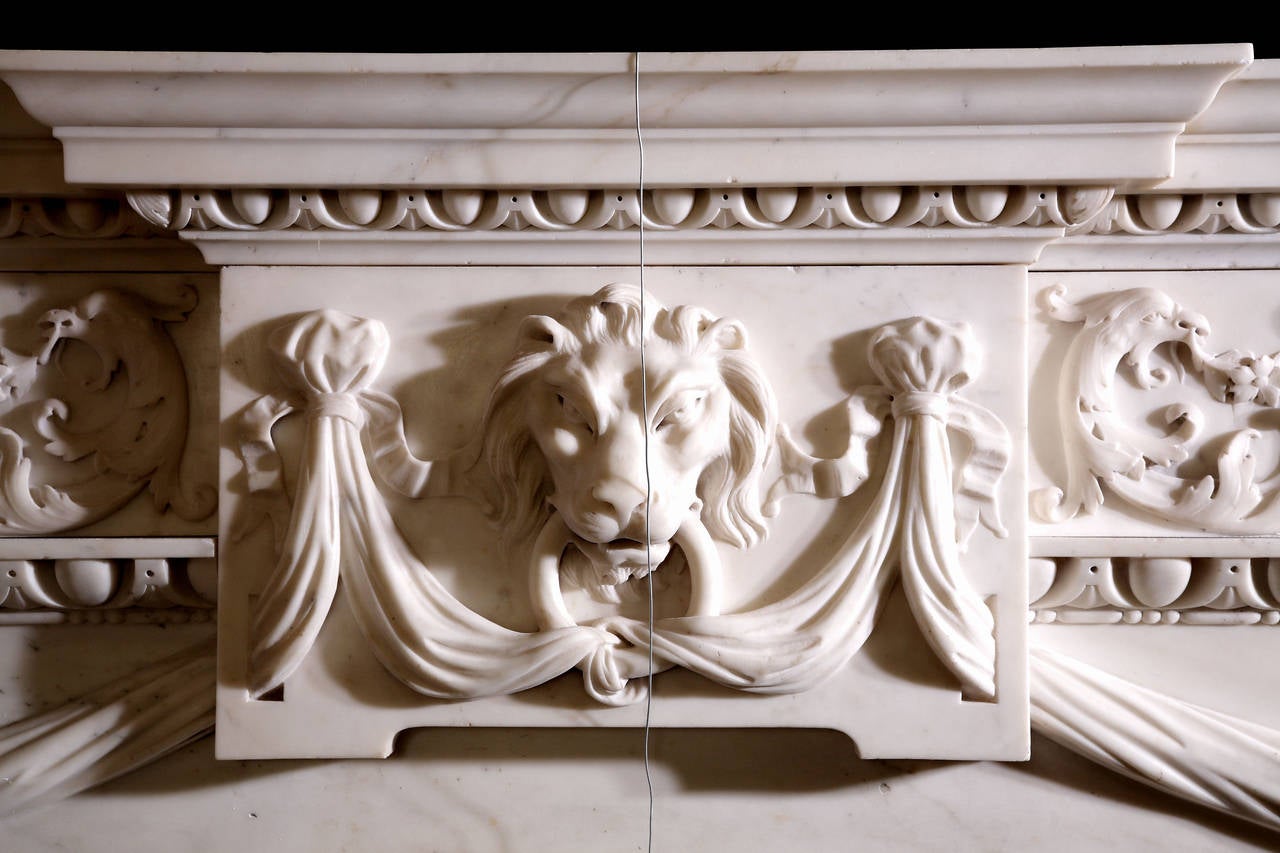 Carved 18th Century Palladian Mantel with Detail Carving and Rococo Influence