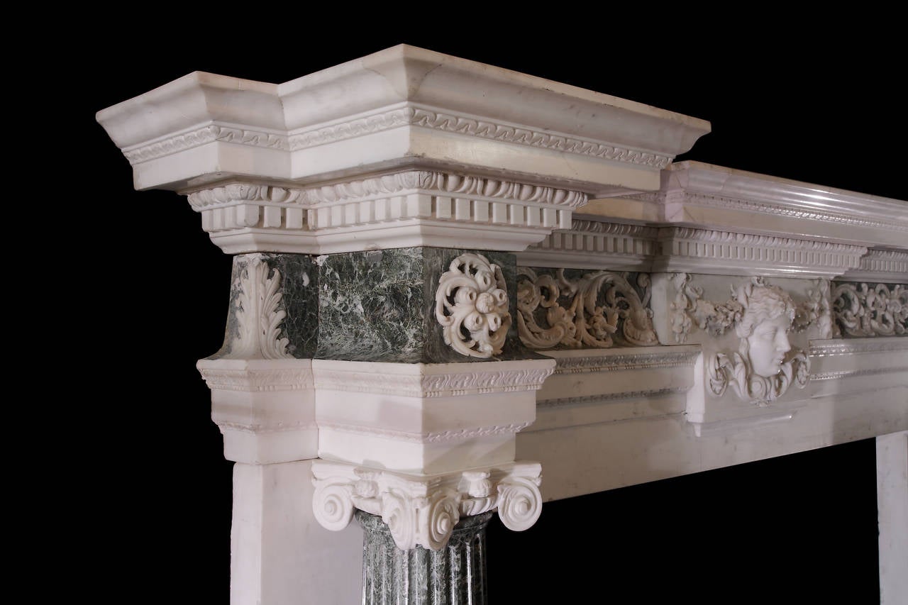 George II 18th Century Verde Antico and Statuary Marble Chimneypiece For Sale