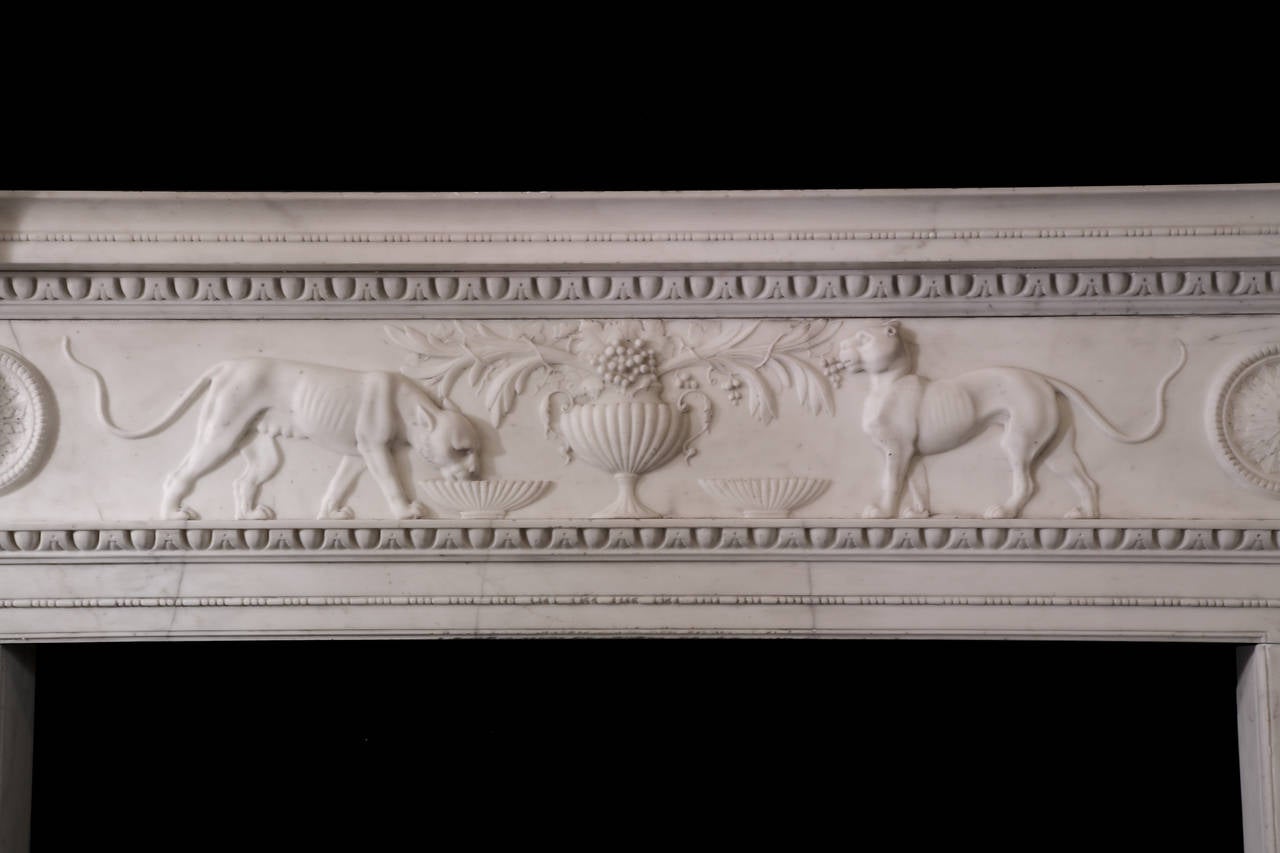 English 18th Century Neoclassical Carved Marble Mantel For Sale
