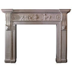 18th Century Neoclassical Carved Marble Mantel