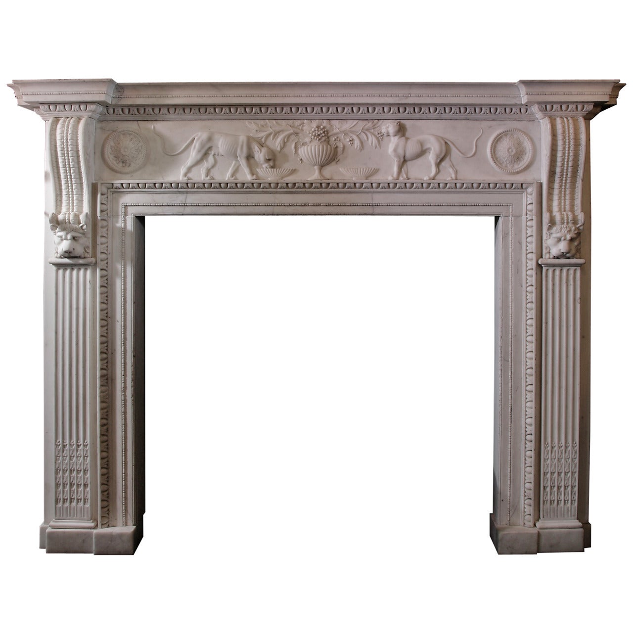 18th Century Neoclassical Carved Marble Mantel For Sale