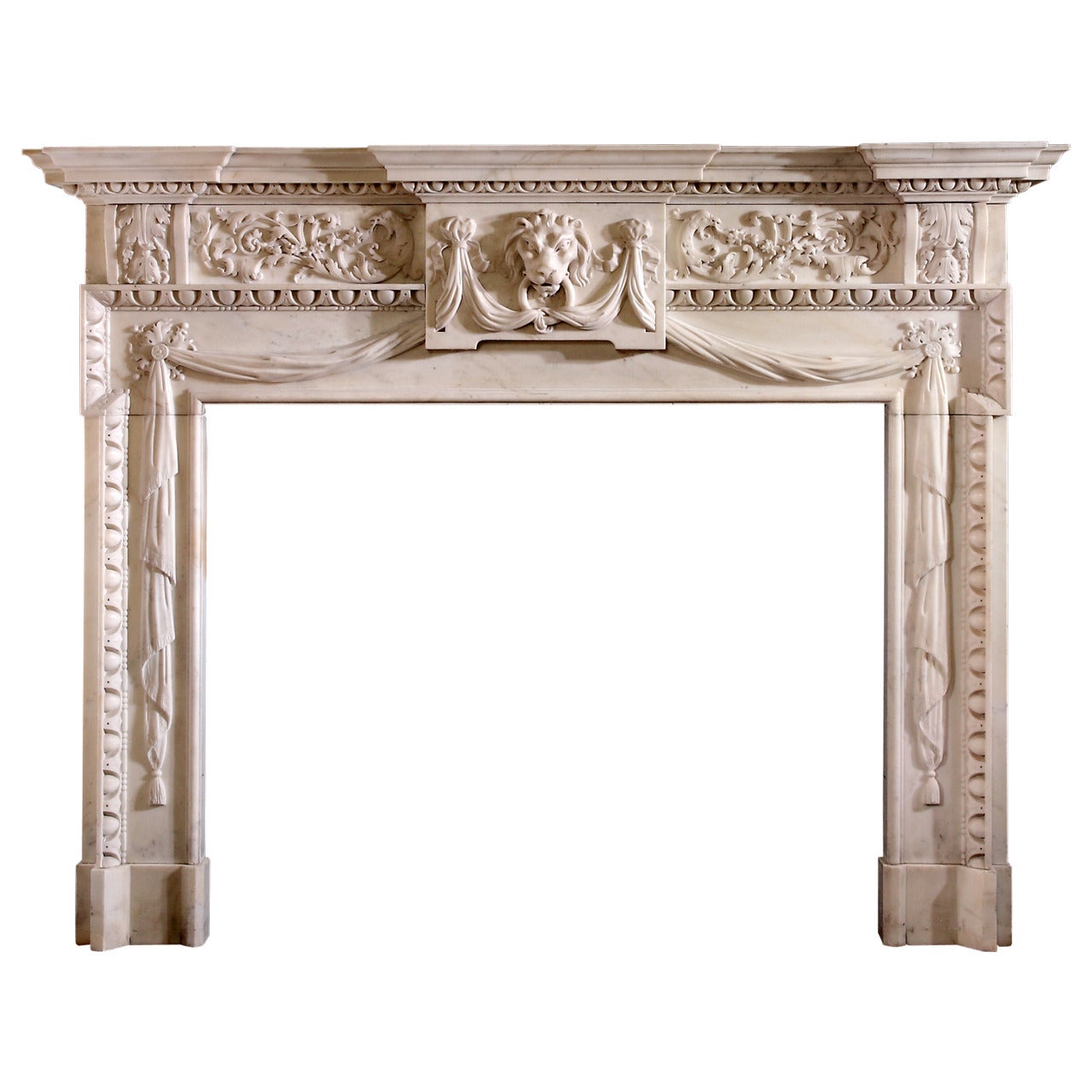 18th Century Palladian Mantel with Detail Carving and Rococo Influence