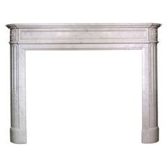 19th Century Louis XVI Mantel in Carrara Marble, FR-T37