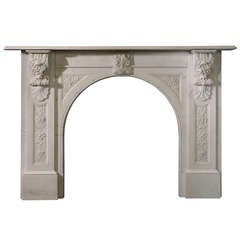 Victorian Arch Statuary Marble Mantel, circa 1845