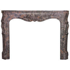 19th Century Louis XV Style Rouge Royale Marble Mantel
