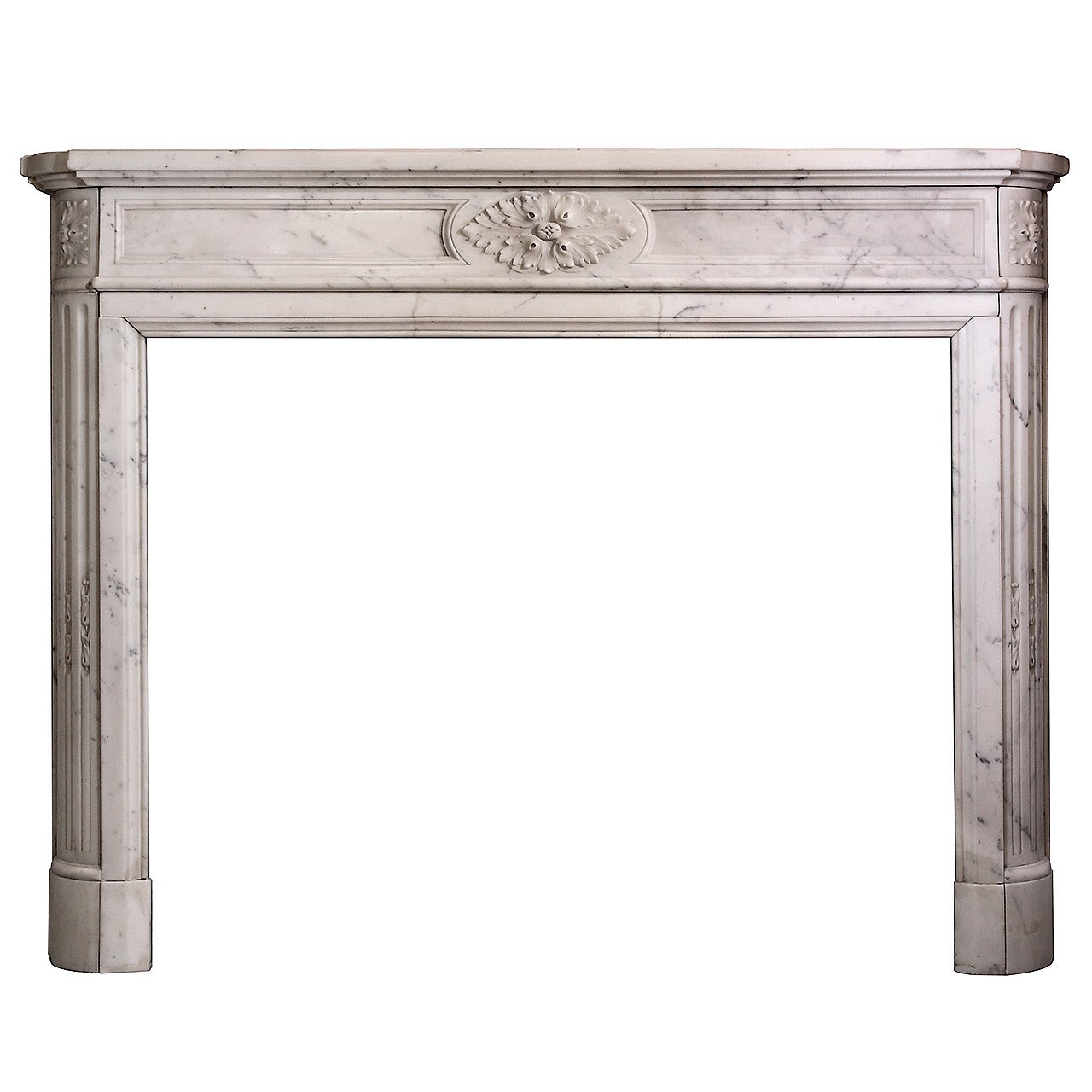 19th Century Louis XVI Carrara Marble with Carved Details