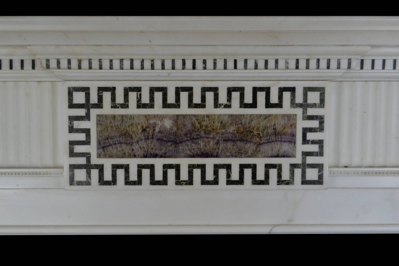 Carved 18th Century English Mantle with Rare Blue John Inlay
