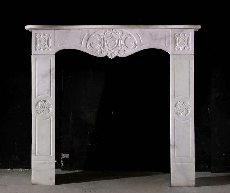 19th Century Italian Carrara Marble Mantel, "FR-N40"