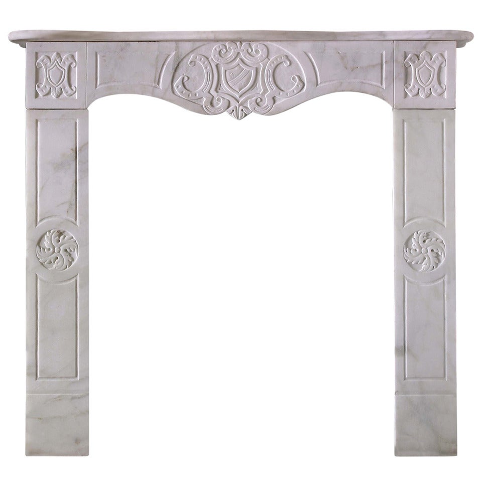 19th Century Italian Carrara Marble Mantel, "FR-N40"