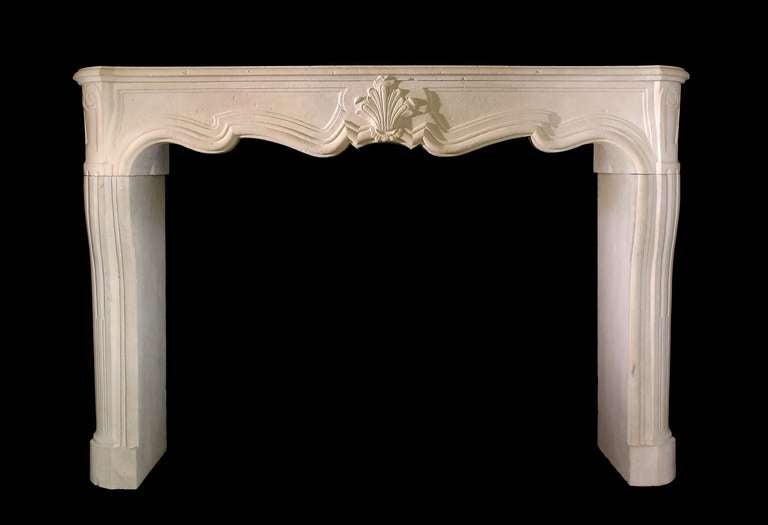 French caen limestone mantel. Opening dimensions: 49.38