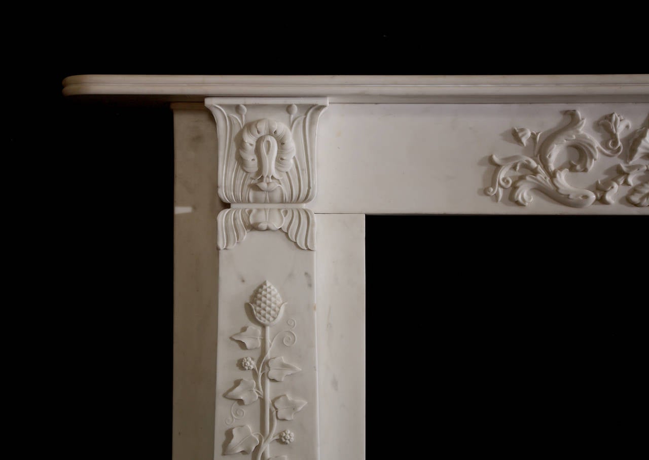 English 19th Century Regency Statuary Marble Mantel with Carving