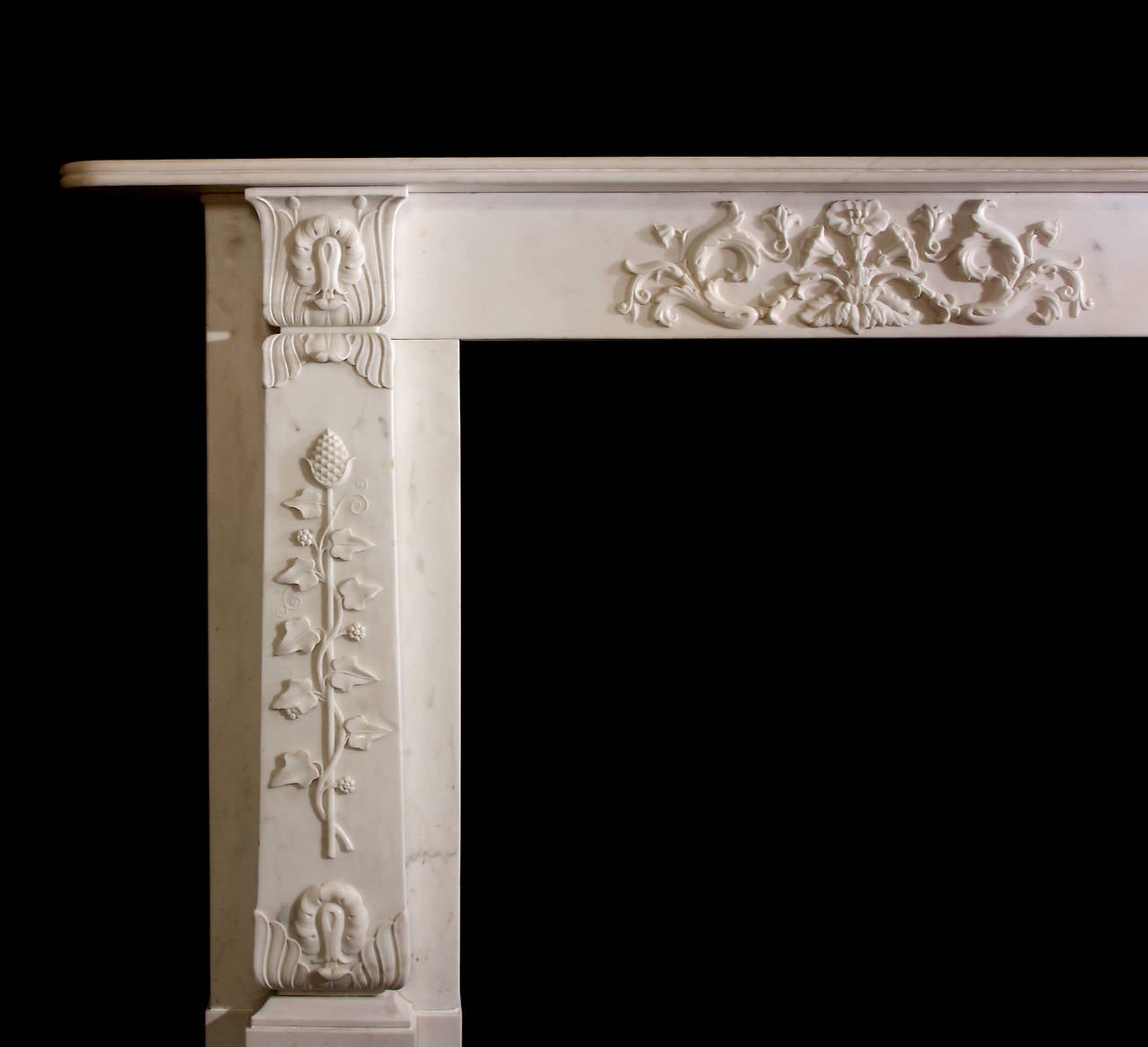 Carved 19th Century Regency Statuary Marble Mantel with Carving