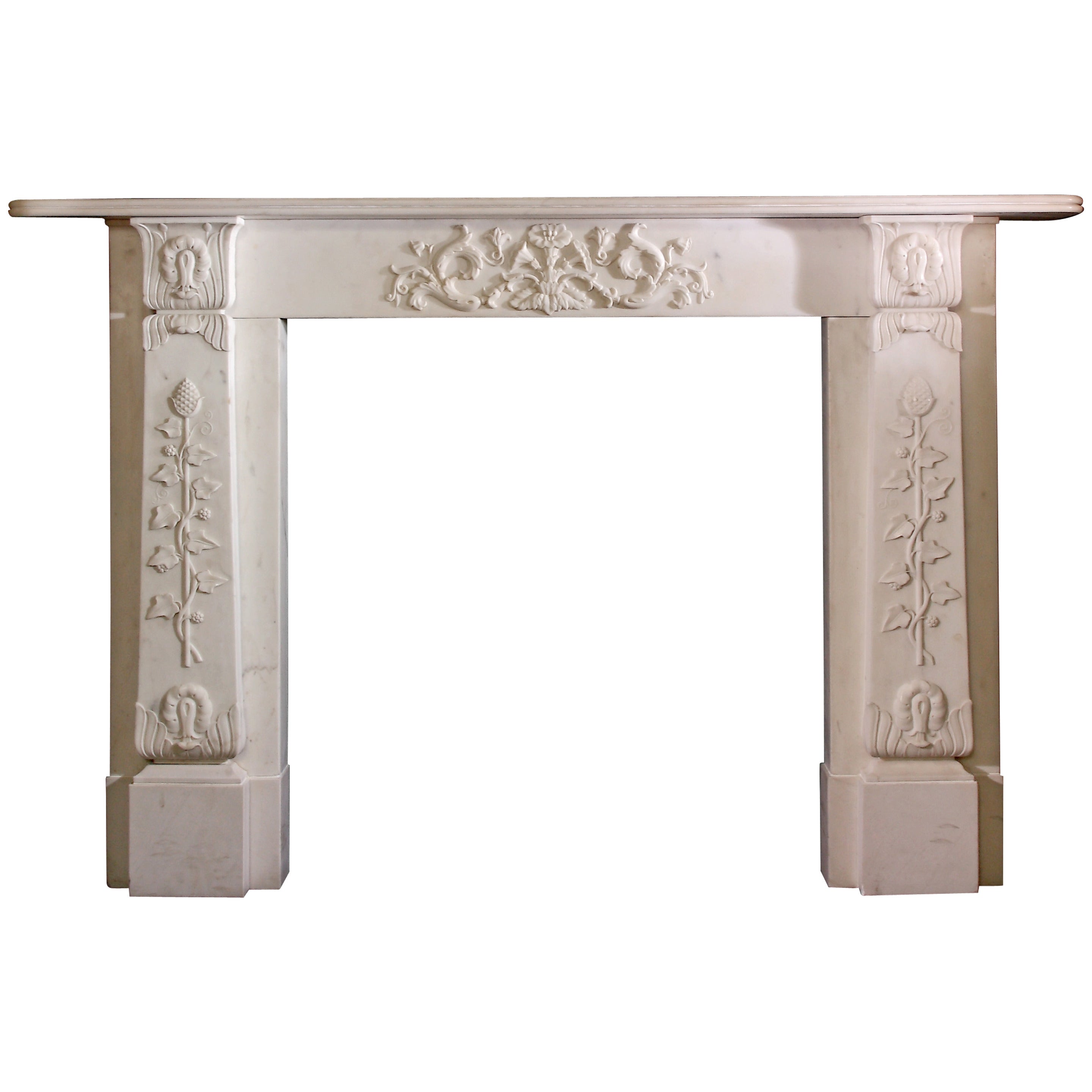 19th Century Regency Statuary Marble Mantel with Carving