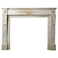 Louis XVI style Mantel in Carrara Marble (FR-NY85)
