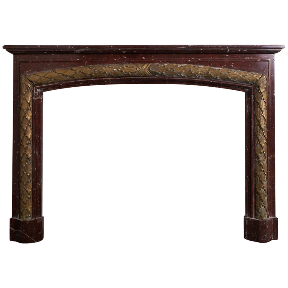 Louis XVI Rouge Griotte Marble Mantel 'FR-NY53' For Sale