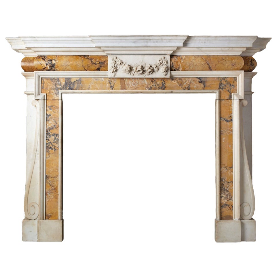 Palladian Style Statuary and Siena Marble Mantel