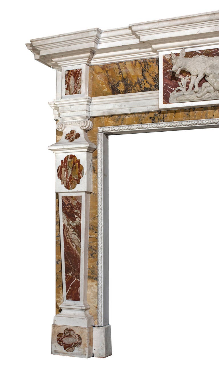 18th Century and Earlier Jasper and Siena Palladian Mantel For Sale
