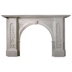 c.1840 Early Victorian Carved Arched Statuary Marble Mantel