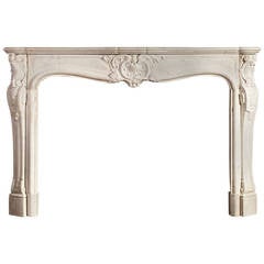 19 th c. Rococo Mantle Carved in Carrara Marble with Shell Center Tablet (NY127)