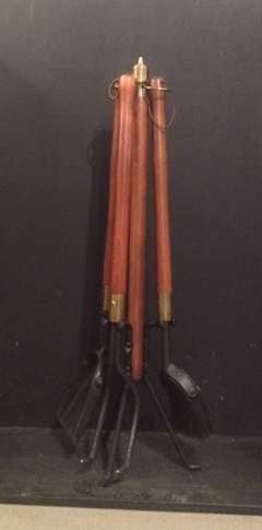 Mid-century Danish Rustic Wood Fire Tools