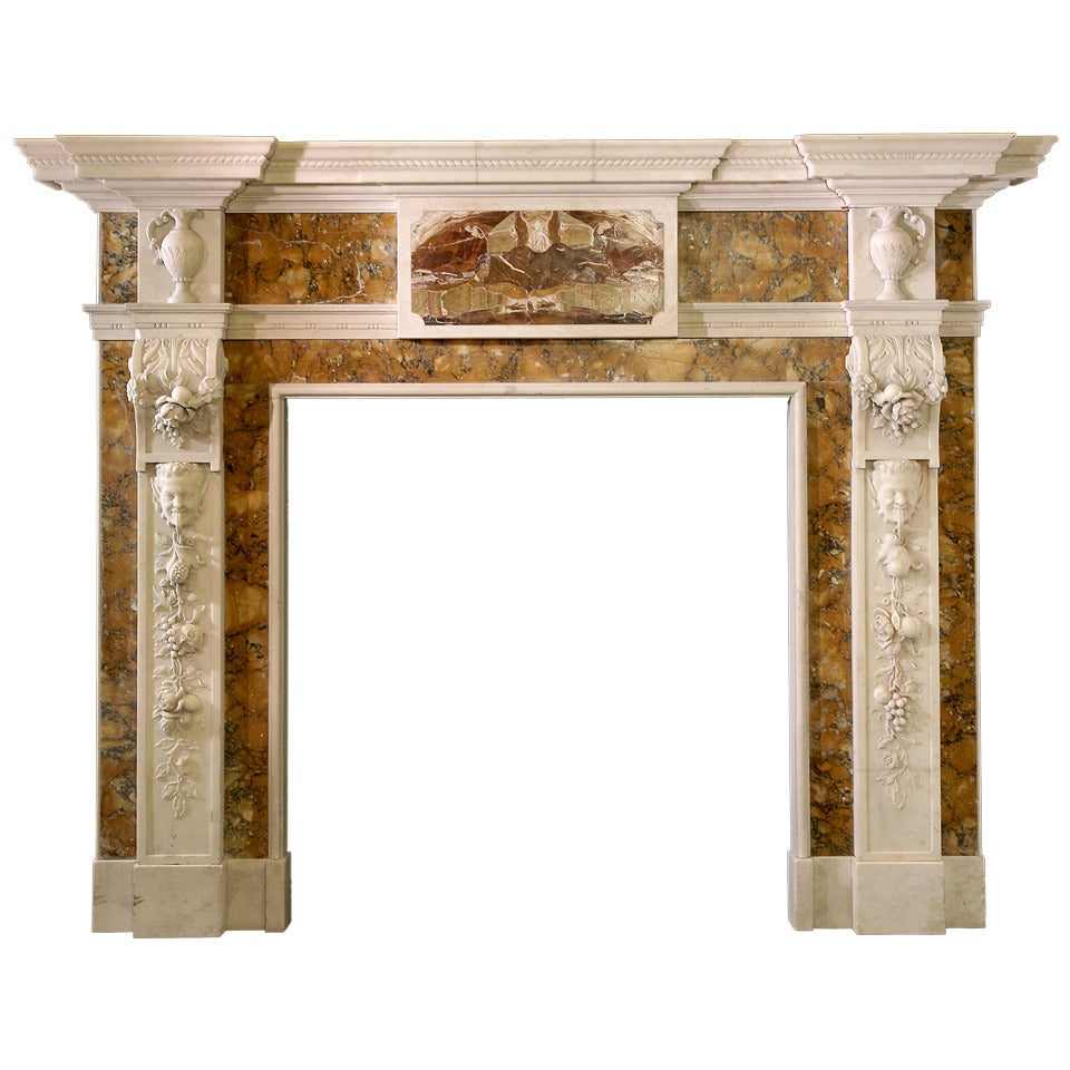 Mid-18th Century Statuary Marble Mantel with Carved Foliate Pilasters (GEO-S77)