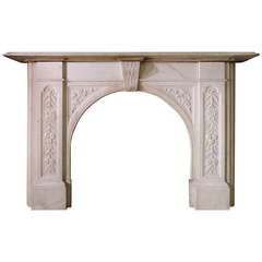 c.1850 Statuary Marble Carved Arched Mantel (VIC-Z85)
