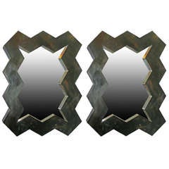 Pair of Custom "Zig Zag" Mirrors in Ebonized wood