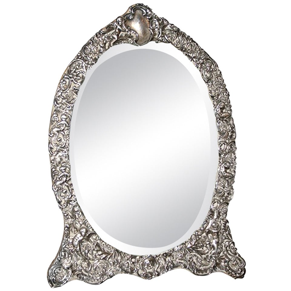 Silver Dressing Table Mirror For Sale