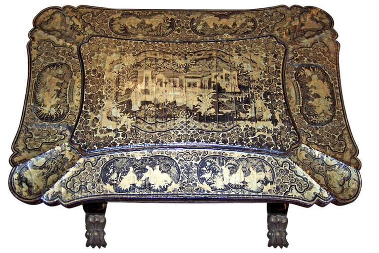 Chinese Lacquer Sewing Table For Sale at 1stDibs