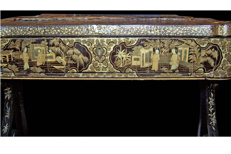 Chinese Lacquer Sewing Table For Sale at 1stDibs