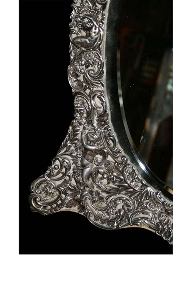 Renaissance revival sterling silver dressing table mirror