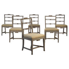 Antique Set of 6 Swedish Gustavian Style Dining Chairs