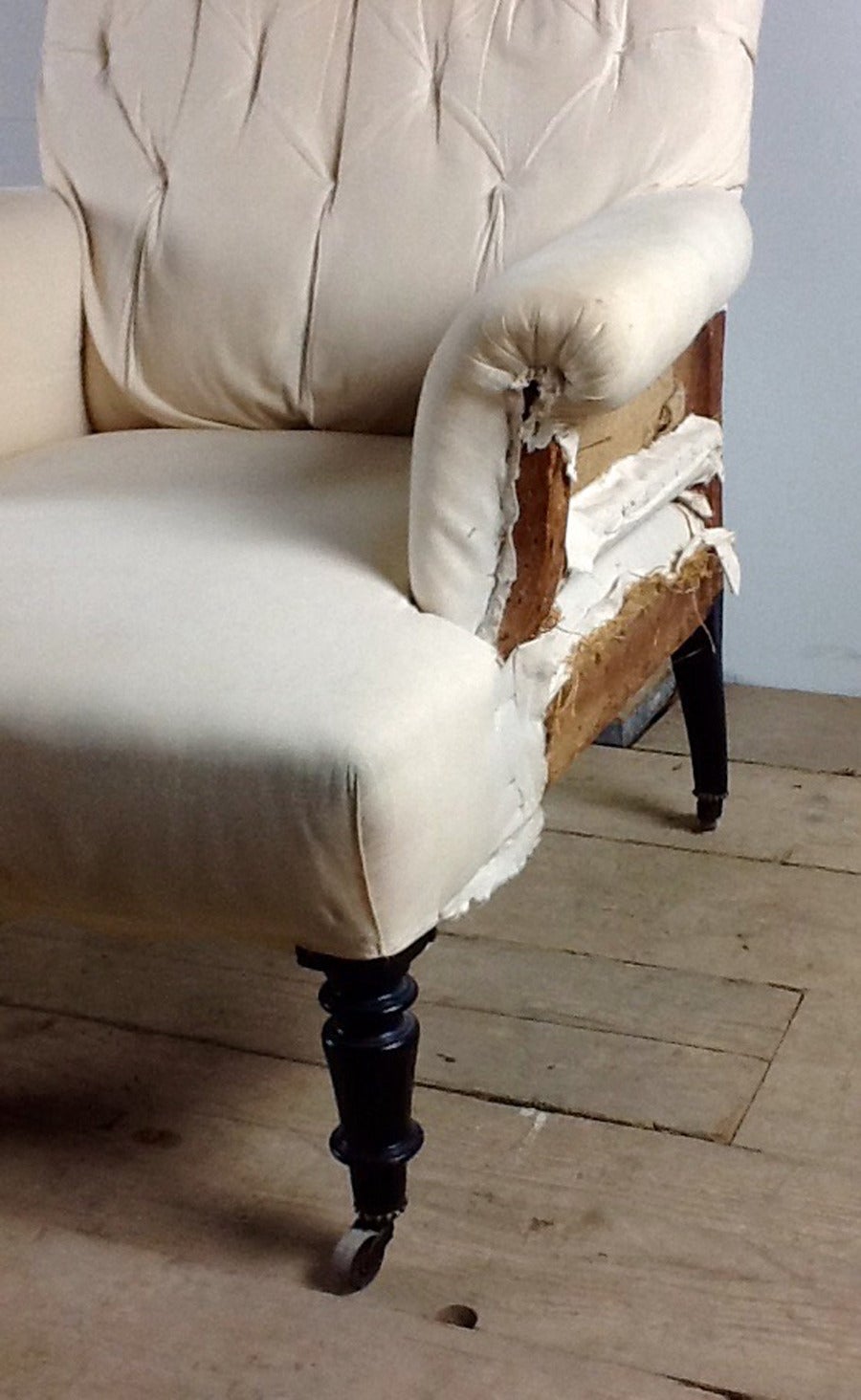 19th Century French Period Napoleon III Armchair with Ebonized Legs In Excellent Condition In Wichita, KS