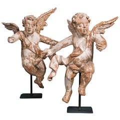 Antique Pair of Putti:  18th Century Italian Cherubs (Angels)