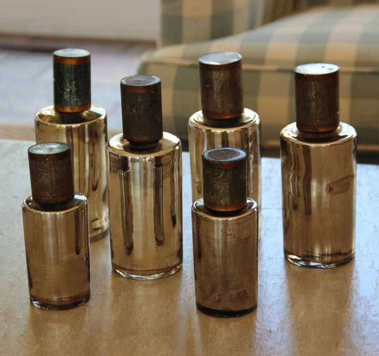 19th Century French Mercury Glass Bottles