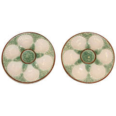 Pair of French Majolica Oyster Plates
