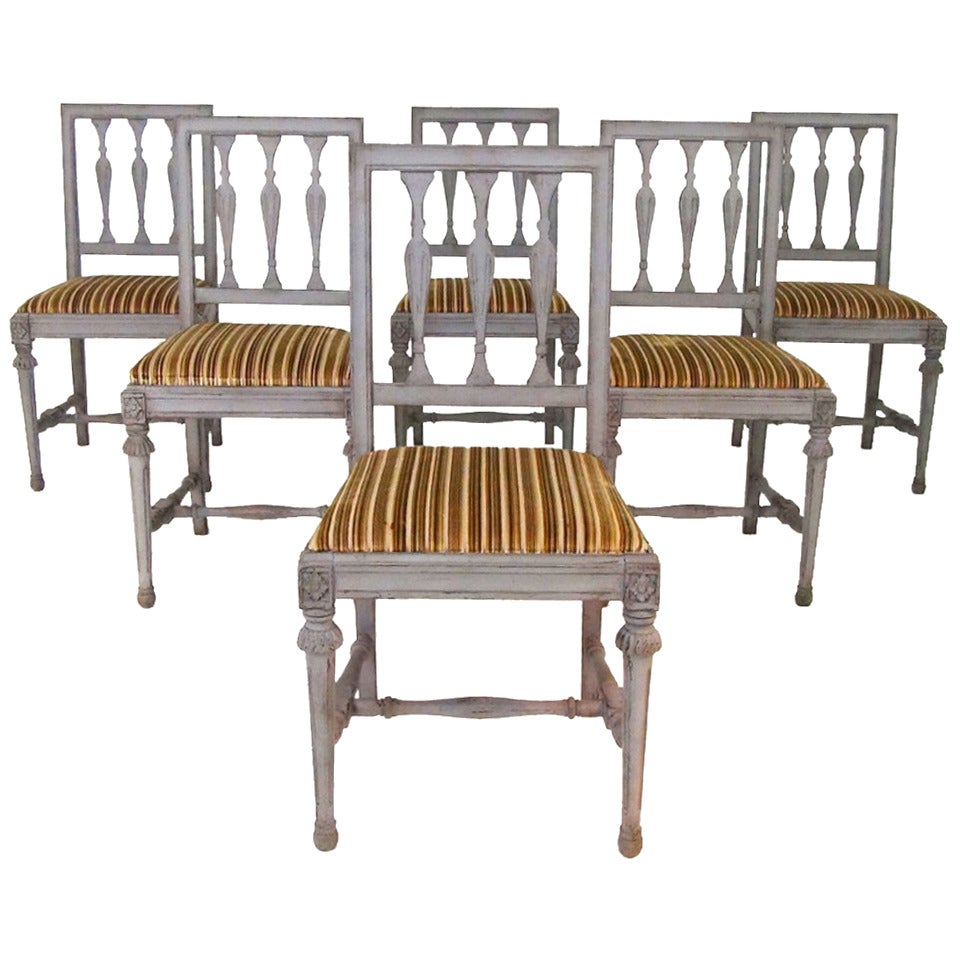 Set of Six Swedish Gustavian Style Dining Chairs