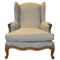 19th Century French Louis XV Style Wingback Bergere Chair