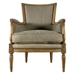 Antique 19th Century French Bergere in the Louis XVI Style