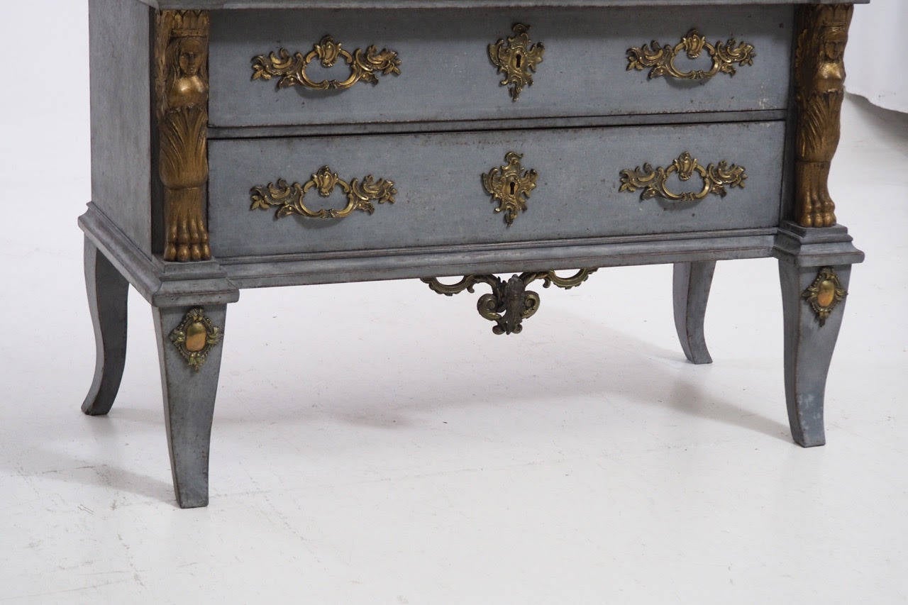 Swedish Chest of Drawers with Marble Top and Giltwood Detail, 19th