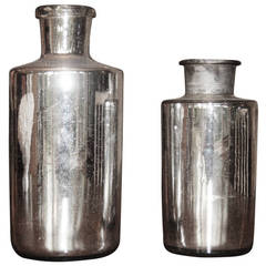Pair of 19th Century French Mercury Glass Bottles