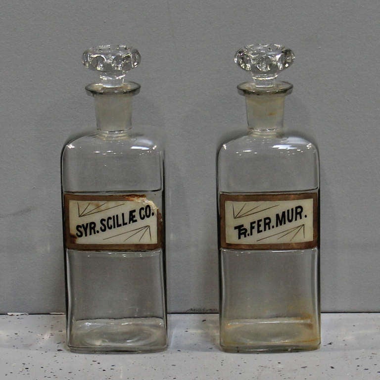 Set of 2 Large Apothecary Bottles at 1stDibs