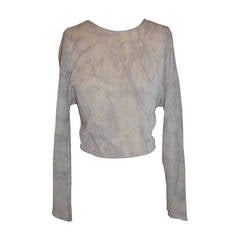 Alma "Couture" Lavender & Gray Print Silk Crop Top