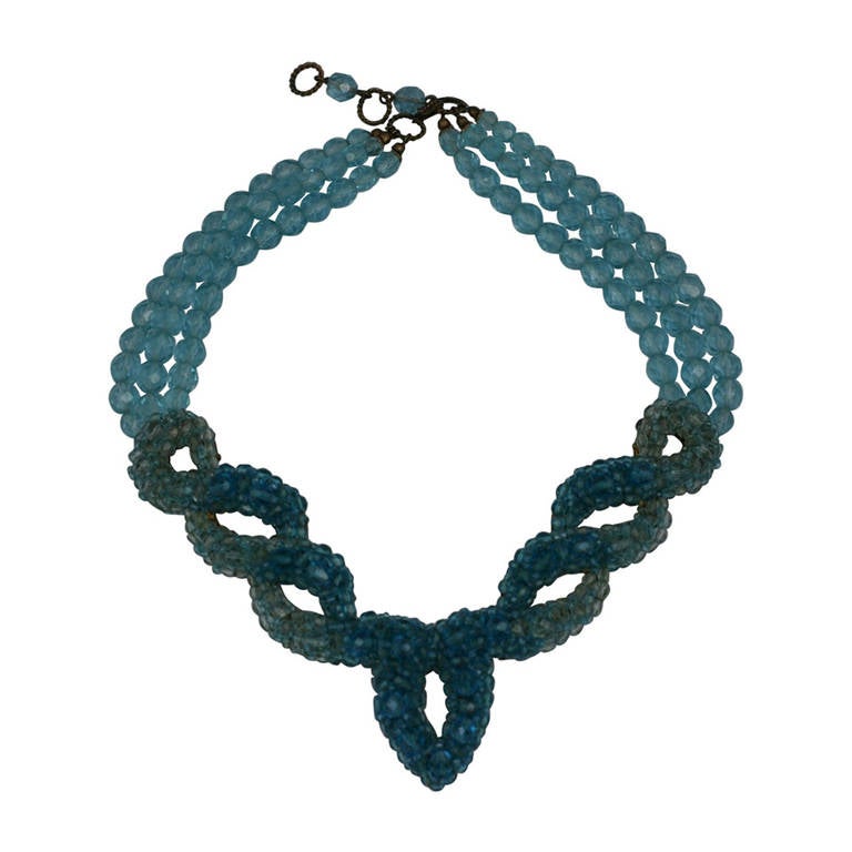 Coppola e Toppo for Schiaparelli Aquamarine Crystal Necklace For Sale