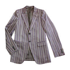 2006 ALEXANDER McQUEEN Men's silk satin stripe blazer jacket