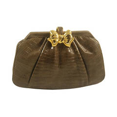 1980s Judith Leiber Mocha Karung Clutch