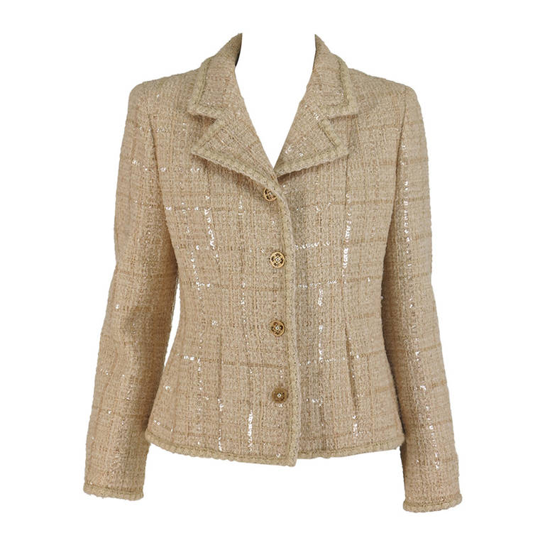 2001 Chanel cream tweed 
sequin jacket