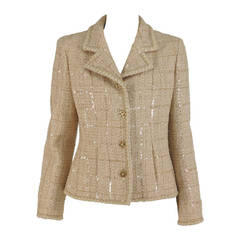 2001 Chanel cream tweed & sequin jacket
